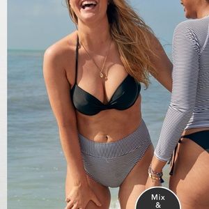 Black and White High Cut Bikini Bottoms